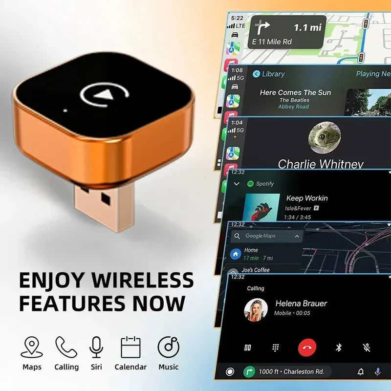 TrolinkTek 2 في 1 دونجل CarPlay اللاسلكي محول أندرويد أوتو اللاسلكي صندوق CarPlay أنظمة السيارة الذكية للسيارات المزودة بنظام CarPlay سلكي