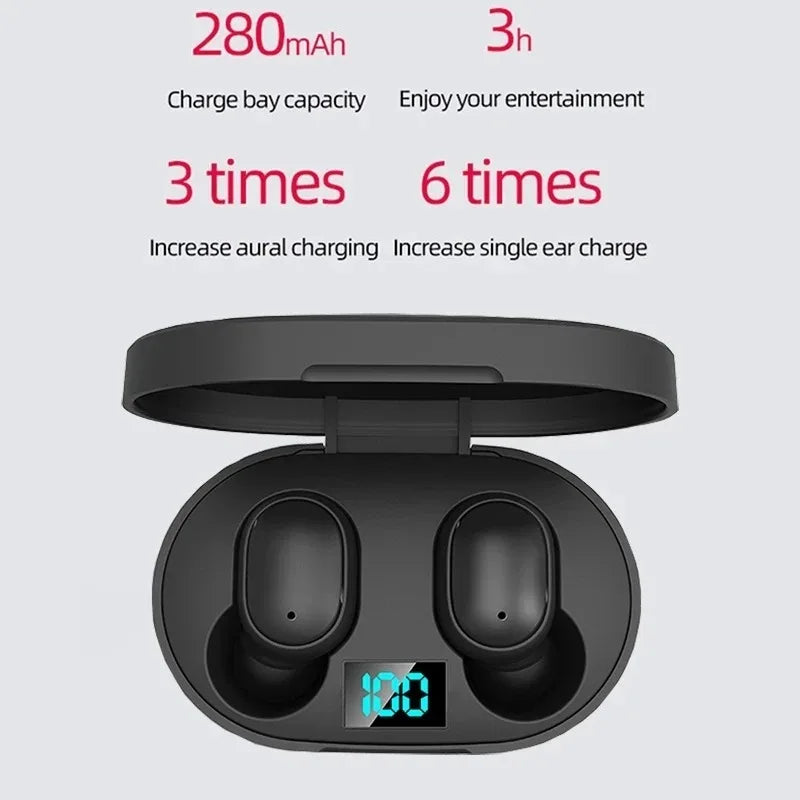 Écouteurs sans fil E6S TWS Écouteurs de sport étanches Bluetooth 5.0 Casque stéréo avec microphone pour iPhone Xiaomi Vivo Oppo