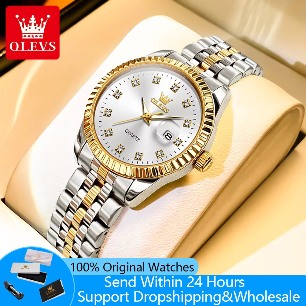 OLEVS 5526 Montre Femme Échelle Diamant Quartz Mode Montres-bracelets pour Femmes Date Étanche Lumineuse Luxe Robe Montre Pour Femmes