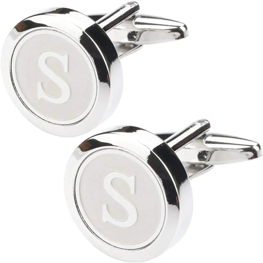 Boutons de Manchette Classiques en Acier Inoxydable pour Homme - Lettre Initiale de l'Alphabet 26 Boutons de Manchette Chemises d'Affaires Mariage Cadeau A-Z