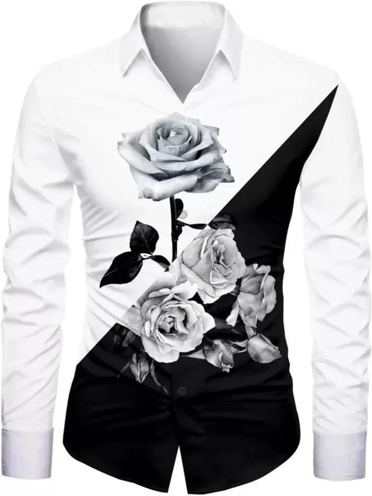 T-shirt fleuri tendance pour hommes motif HD Dégradé de couleurs Décontracté Extérieur Fête Doux et confortable Nouveau style 2024