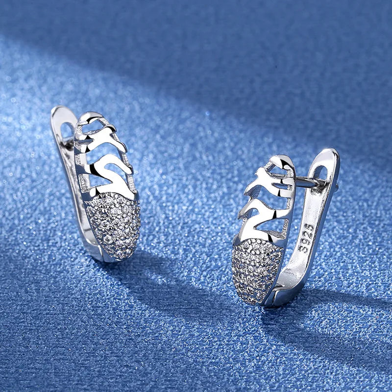 Boucles d'oreilles en argent sterling 925 Bijoux de haute qualité Rétro Motif simple Zircon violet blanc Boucles d'oreilles Meilleures ventes