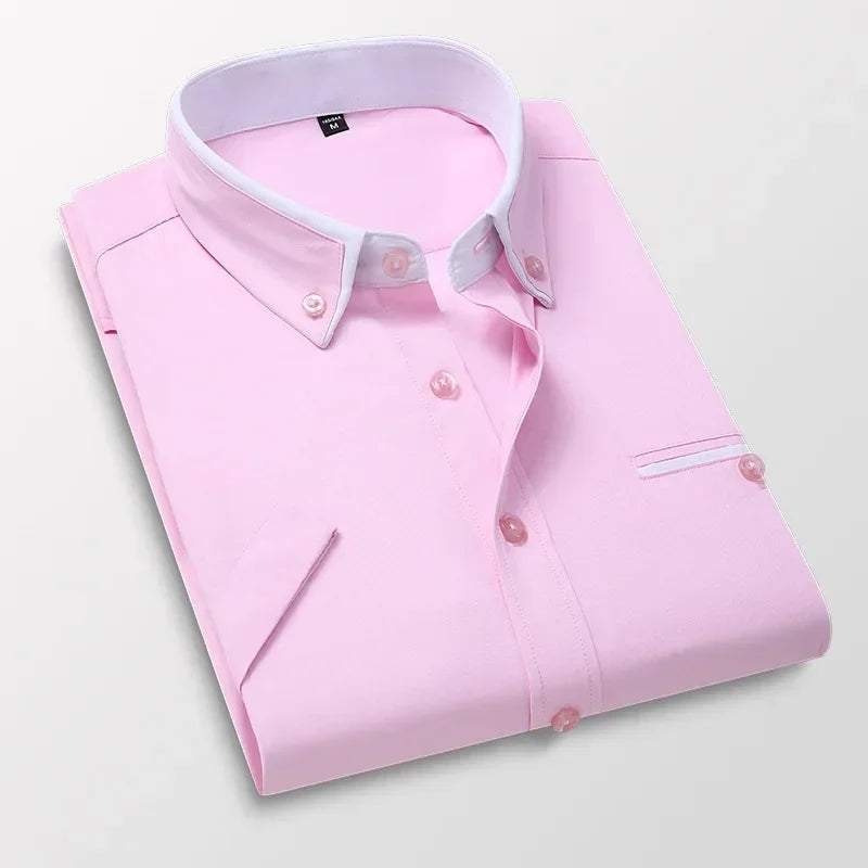 TFETTER Chemise d'été à manches courtes pour homme, boutonnée, col rabattu, décontractée, grande taille 5XL