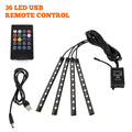 LED Car Foot Light Ambient Lamp With USB Wireless Remote Music Control Multiple Modes Automotive Interior Decorative Lights