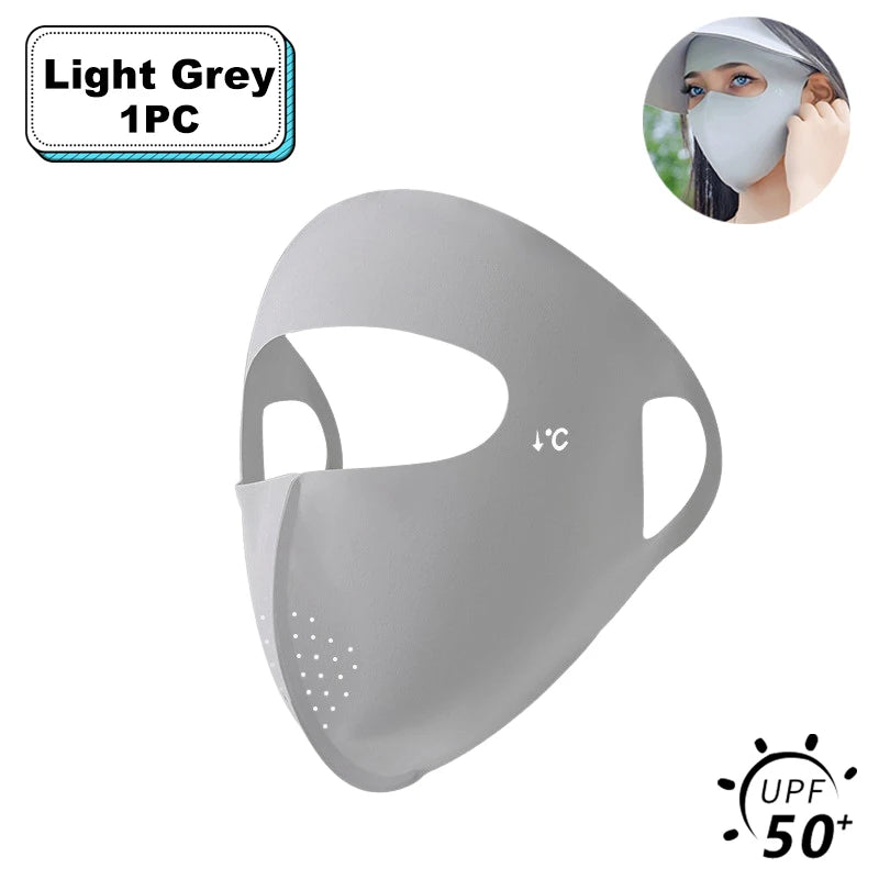 1/2/3/5Pcs Masque intégral d'été Protection solaire Respirant Soie glacée Anti-UV Équitation Extérieur Respirant Soie glacée Ultra-fin