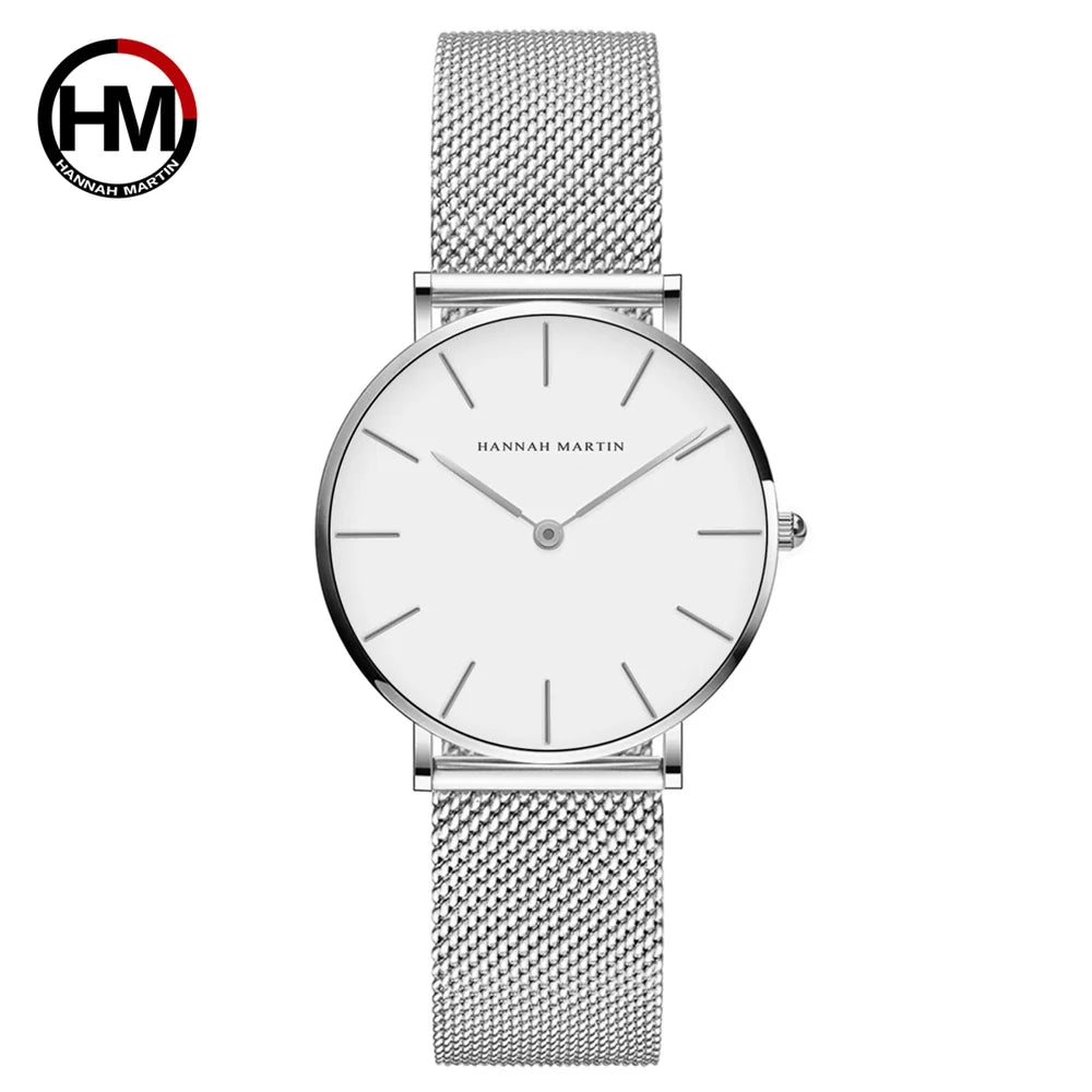 Montre Dropshipping HANNAH MARTIN Femme Qualité Supérieure Acier Inoxydable Mouvement Japonais Quartz Étanche 36mm Or Rose Complet