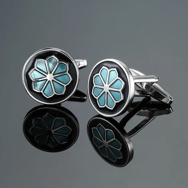 Boutons de manchette de chemise française classique pour hommes Boutons de manchette carrés haut de gamme à motif rétro amour rose bleu Accessoires de costume d'affaires bijoux