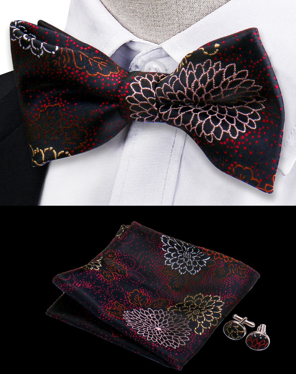 Ensemble de 3 pièces Nœud Papillon Cravate Mouchoir Boutons de Manchette Pour Hommes Chemises Adaptées Affaires Mariage Papillon Paisley Pochette Nœud Papillon Homme