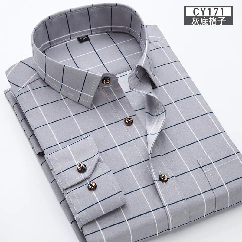 Nouvelle chemise pour hommes, mince, à manches longues, imprimée, printemps/été, sans repassage, décontractée, coupe ajustée, à la mode, respirante