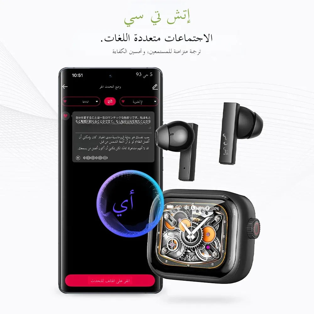 [Ultra HD Screen] HTC NE40 Earphones Bluetooth V6 TWS Sports Wireless Headphones AI Translator Earbud In-Ear Noise Reduction Mic