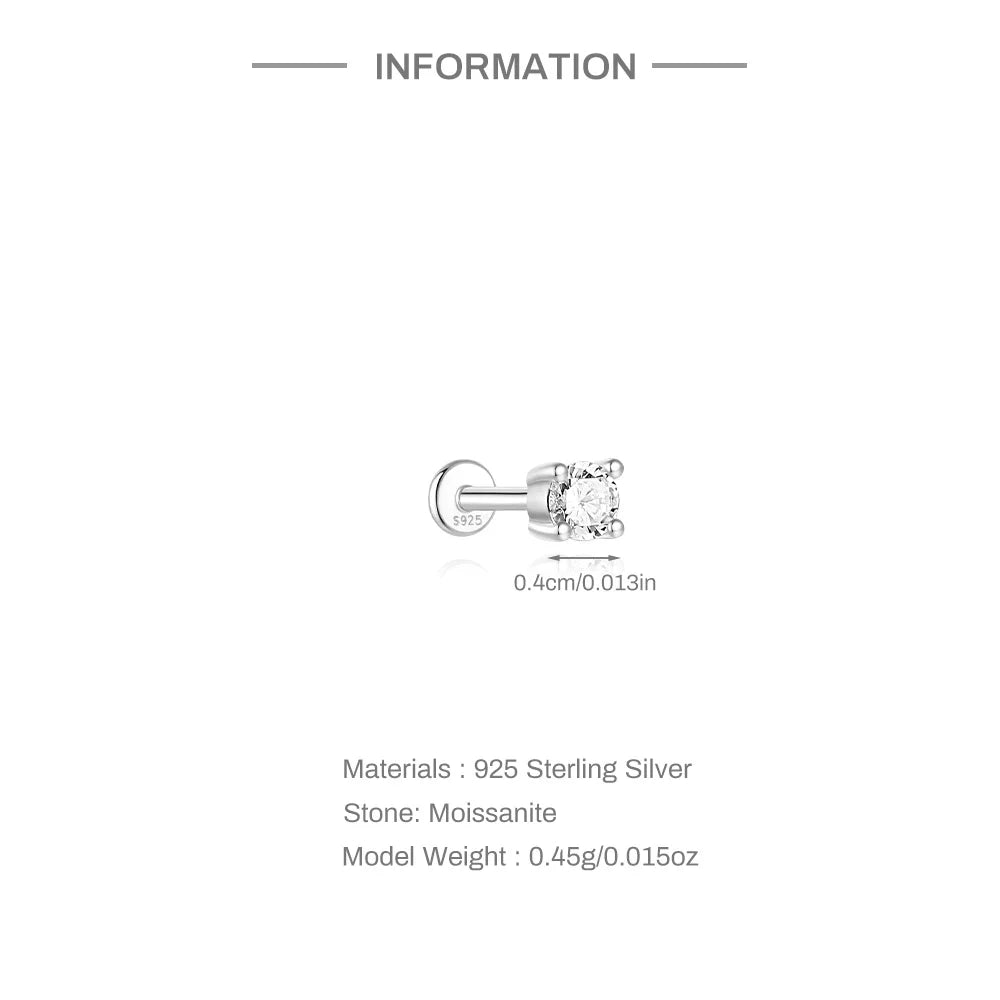 Aide Mini Boucles d'oreilles Moissanite 2/3/4mm pour femme, en Argent Sterling 925, Bijoux Tendance INS, Clous d'oreilles de Mariage, Brincos de Pratas