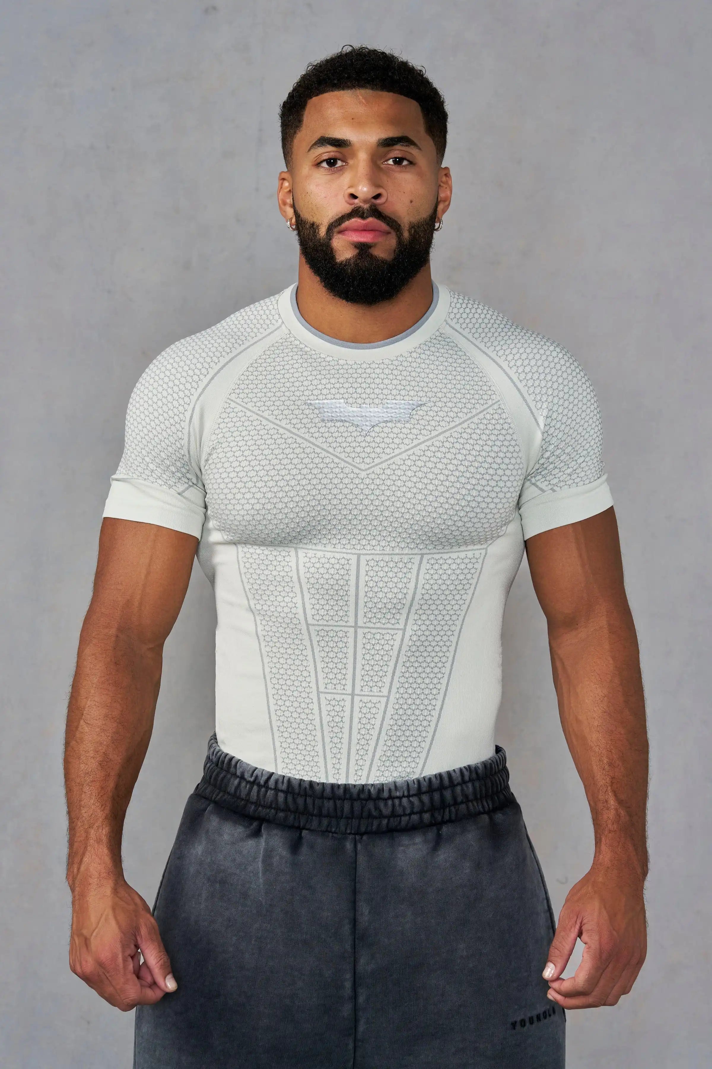 T-shirt de compression homme imprimé Batman, manches courtes sans coutures nid d'abeille respirant séchage rapide, haut de sport fitness ultra-élastique, course à pied