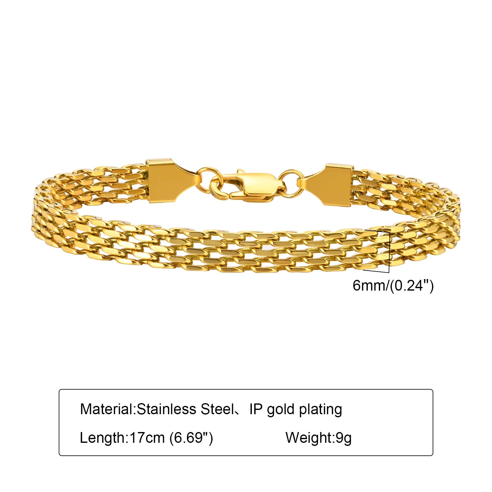Bracelet chaîne en acier inoxydable pour femme, bracelet ajustable maillons trombone torsadés plaqué or 18 carats, bijoux superposables épais