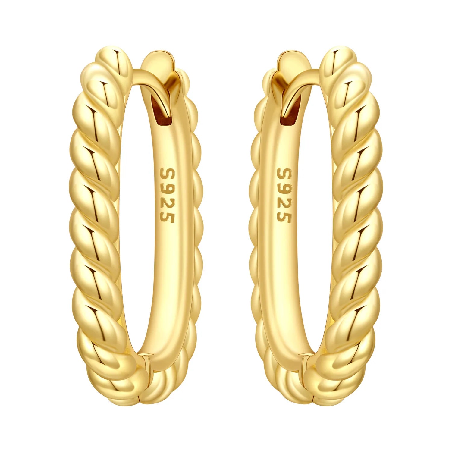 Orstarry S925 Boucles d'oreilles en argent sterling motif torsadé plaqué or 18 carats Bijoux fantaisie originaux Cadeau femme