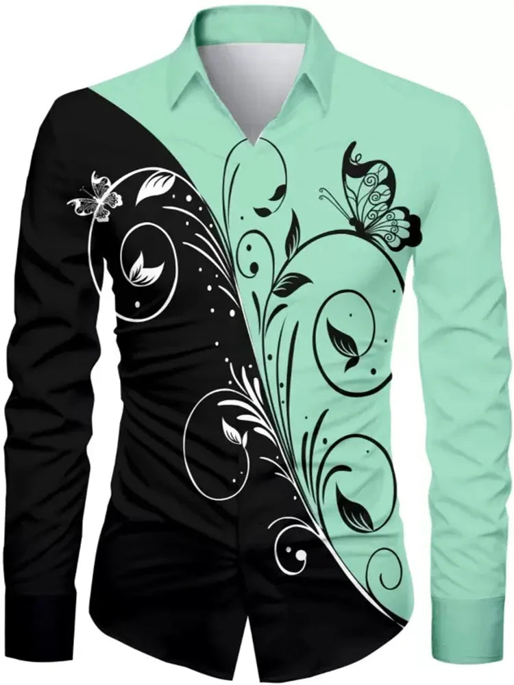 T-shirt fleuri tendance pour hommes motif HD Dégradé de couleurs Décontracté Extérieur Fête Doux et confortable Nouveau style 2024
