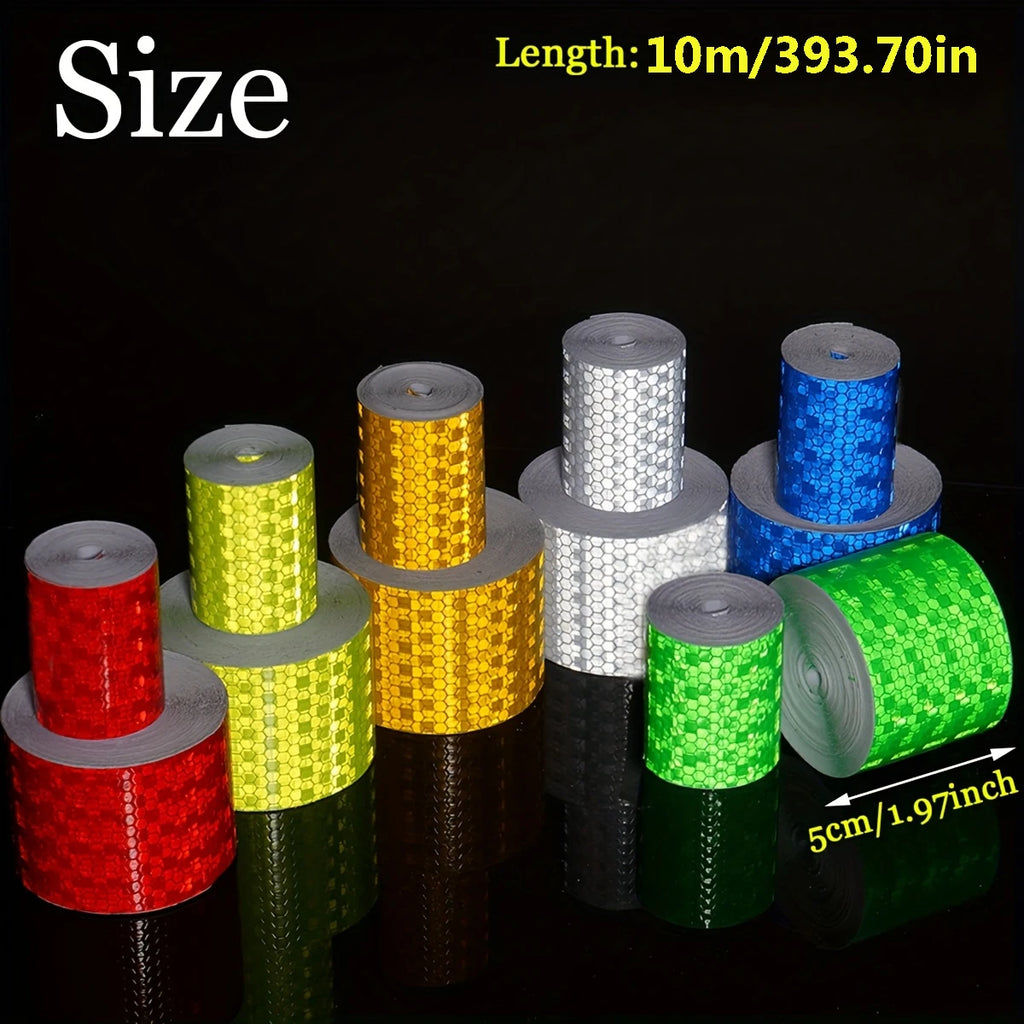 5cm*10M Reflective Adhesive Tapes Strong Reflection White-red Hazard Warning Reflectors Waterproof Safety Sticker For Bike Truck