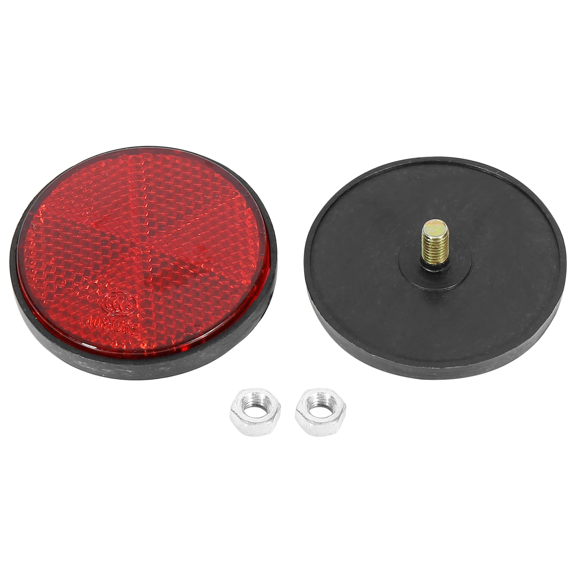 Motoforti Lot de 6 paires de catadioptres ronds universels en plastique rouge M6 x 1,0 de 56 mm de diamètre pour moto et vélo