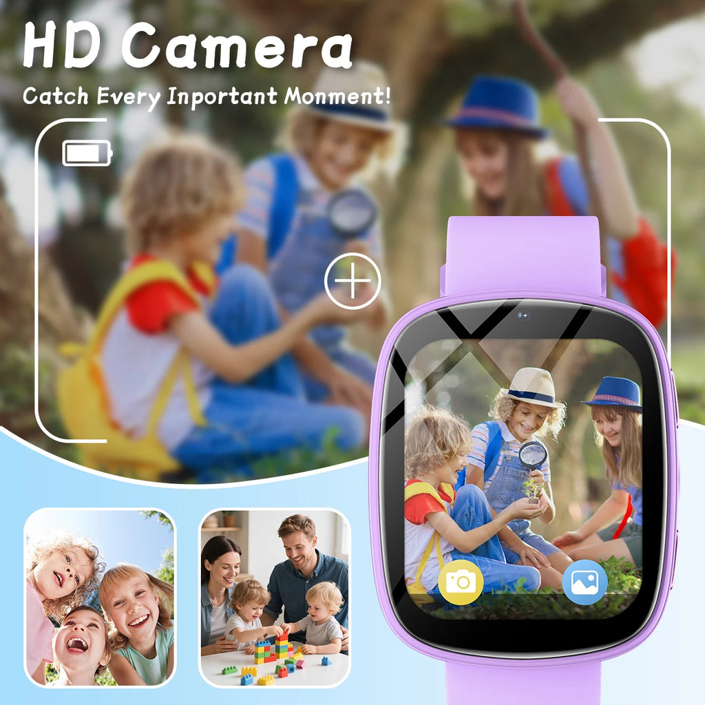 Nouvelle Montre Intelligente pour Enfants Écran Tactile Contrôle Caméra Batterie Longue Durée 260mAh Lampe de Poche 22 Jeux Partenaires d'Apprentissage Cadeaux Garçons Filles