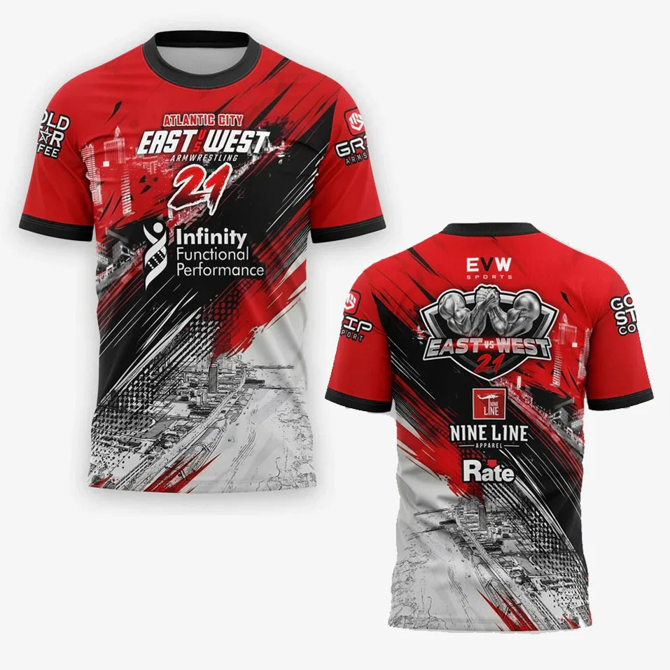 T-shirt de bras de fer 2026 The East vs West Series 23 pour fans, maillot de sport respirant pour hommes, séchage rapide, pour fitness et gym