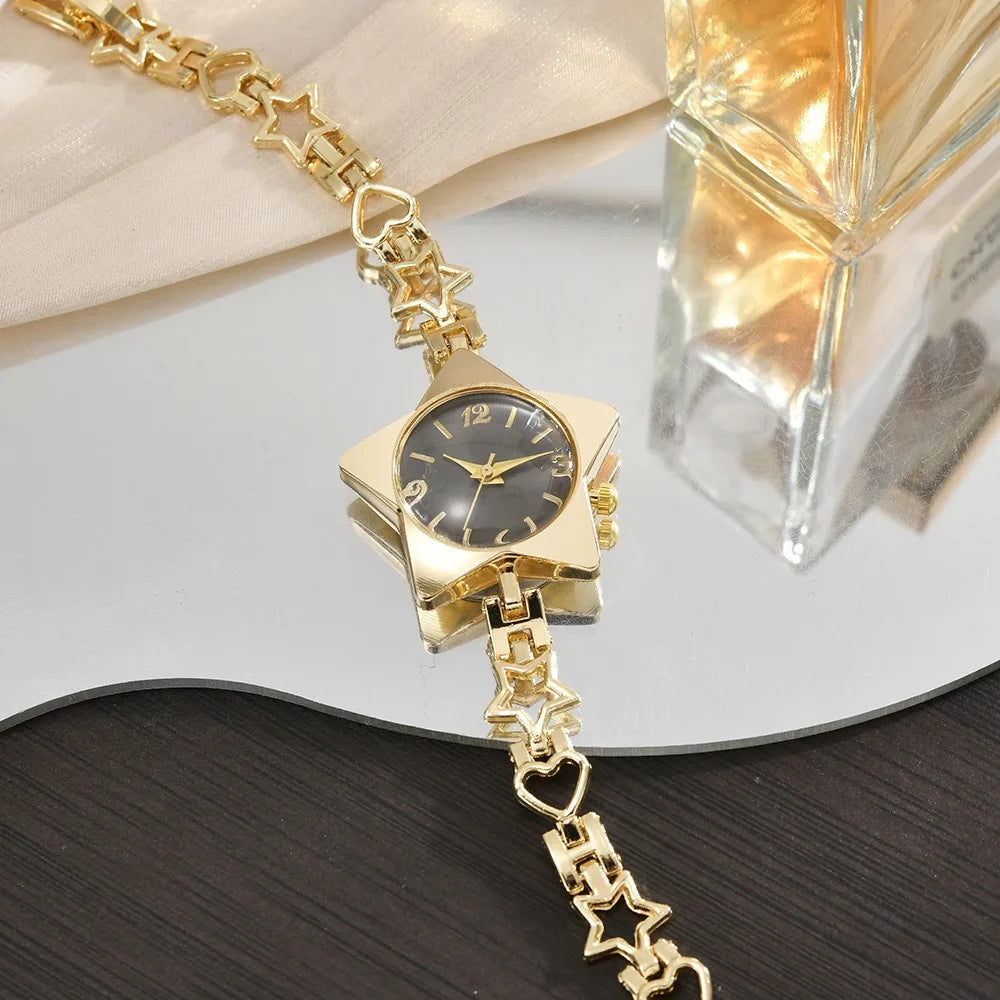 Montre pour femme en alliage, mouvement à quartz, bracelet réglable, style créatif, élégante, accessoire de mode.