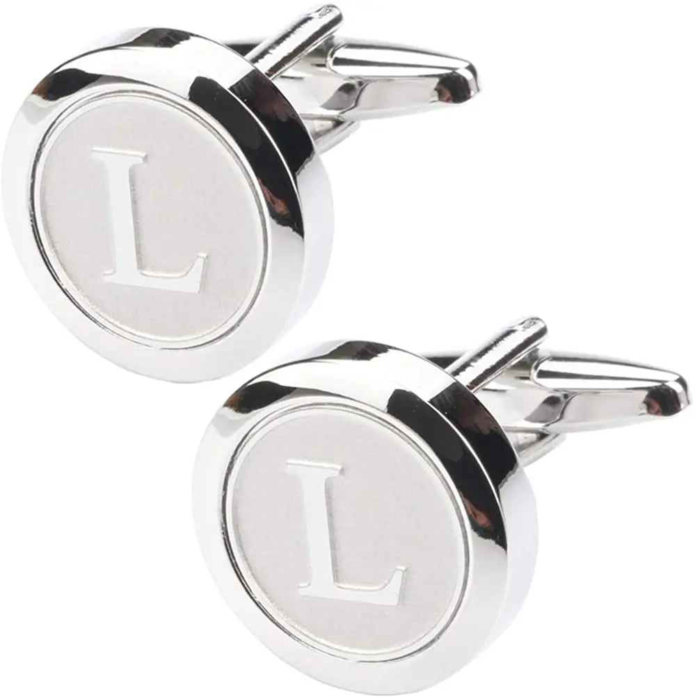 Boutons de Manchette Classiques en Acier Inoxydable pour Homme - Lettre Initiale de l'Alphabet 26 Boutons de Manchette Chemises d'Affaires Mariage Cadeau A-Z