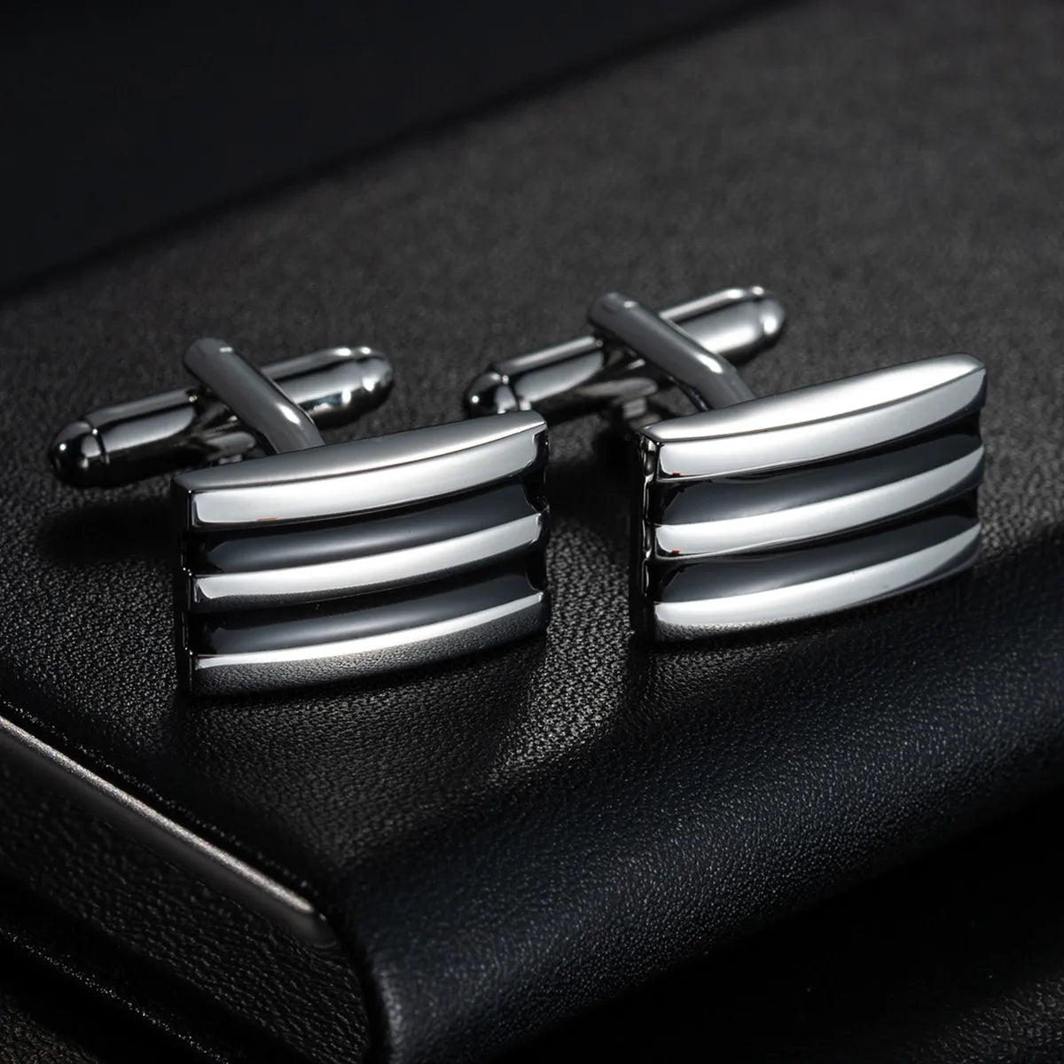 Boutons de manchette ronds pour hommes, pour chemise d'affaires, mariage, fête, boutons de manchette solides en tissu, rectangulaires, à rayures, accessoires, vente en gros.