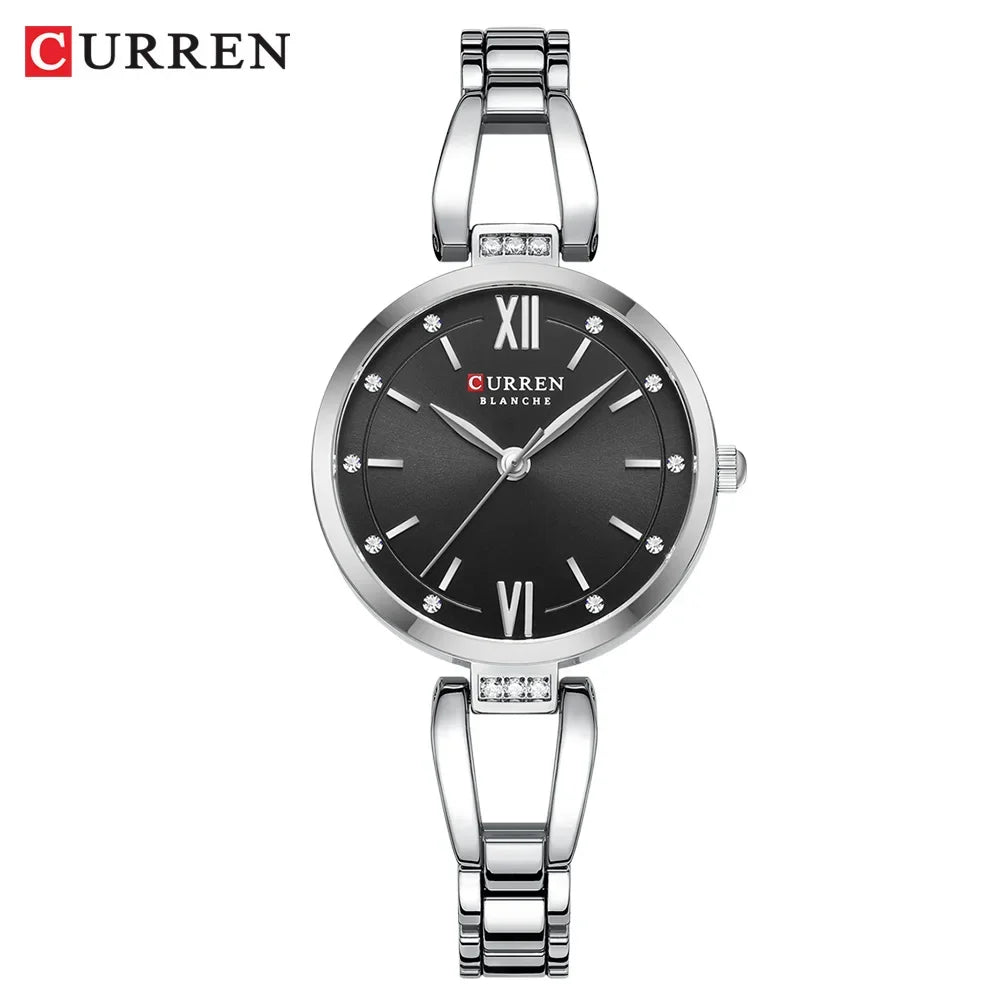 CURREN Montres Femmes Élégant Mode Original Quartz pour Dames Étanche Acier Inoxydable Simple Luxe Usage Quotidien
