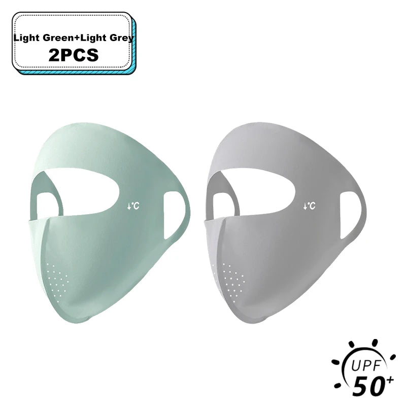 1/2/3/5Pcs Masque intégral d'été Protection solaire Respirant Soie glacée Anti-UV Équitation Extérieur Respirant Soie glacée Ultra-fin