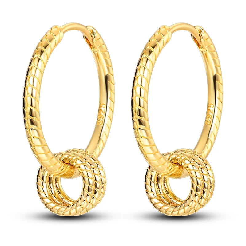 Boucle d'oreille Créole en Argent 925 pour Femme, Or Rose, Jaune, Pendientes Originales, Bijoux Minimalistes