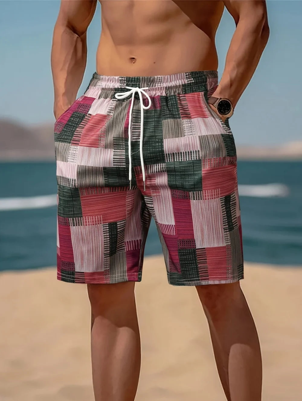 Short décontracté Vintage homme imprimé 3D, à carreaux colorés, de sport, grande taille, pour la natation, la gym, vêtements d'été pour homme