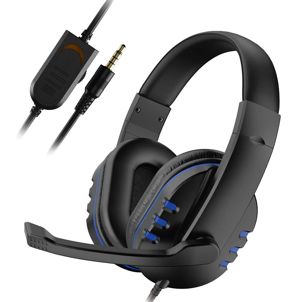 Casque de jeu filaire 3,5 mm Écouteurs pour PS4 PlayStation 4 Jeux PC Chat avec microphone