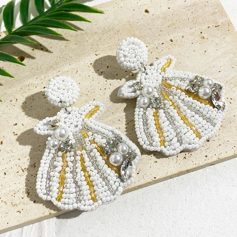 AENSOA Boucles d'oreilles pendantes bohèmes en forme d'étoile de mer, de homard et de conque avec perles pour femme, fabriquées à la main, bijoux d'été sur le thème des animaux marins