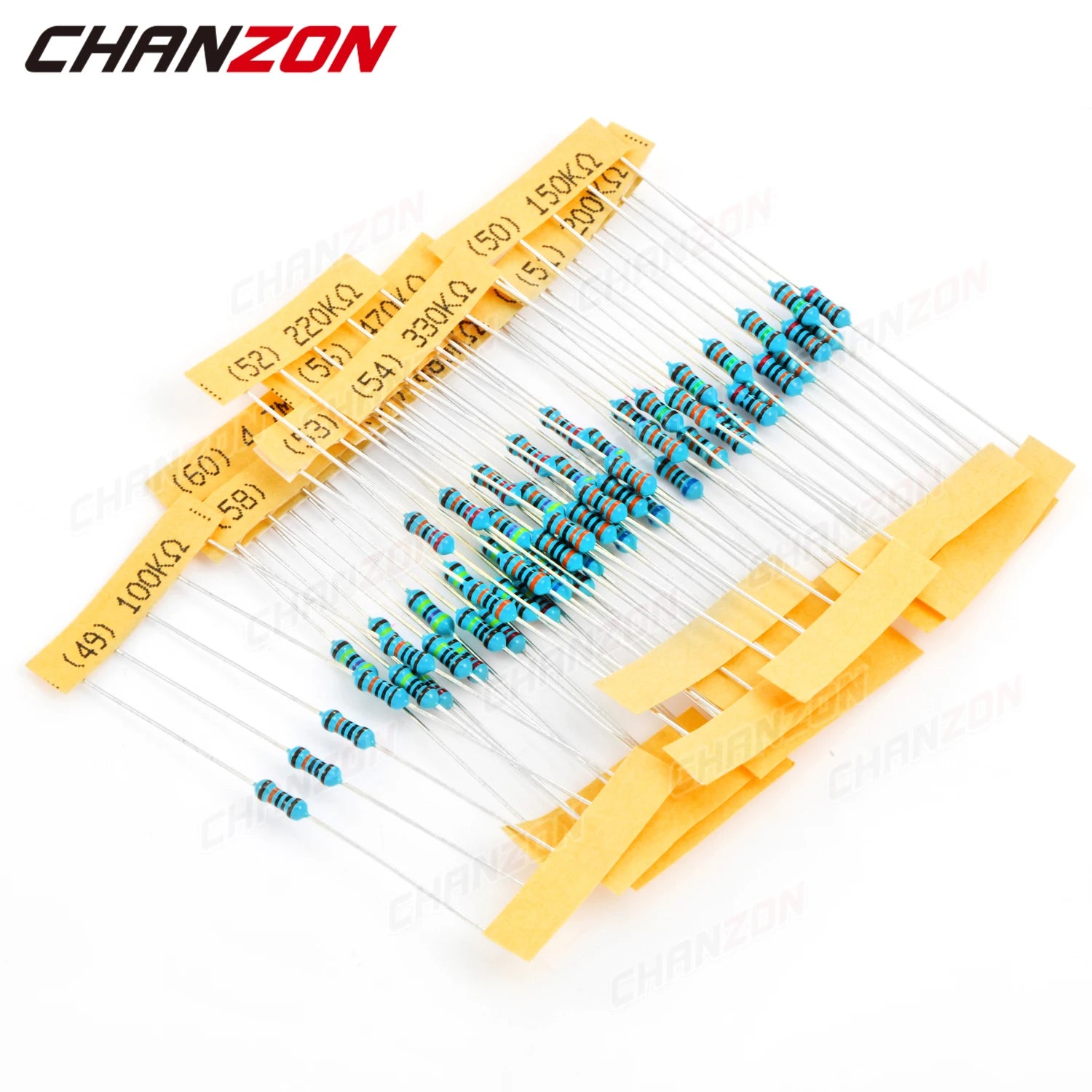 60 valeurs 1/4W 1% kit de résistances à film métallique 300 pièces 1 ohm - 4.7M ohm 1/4 Watt W Assortiment de résistances MF de haute précision