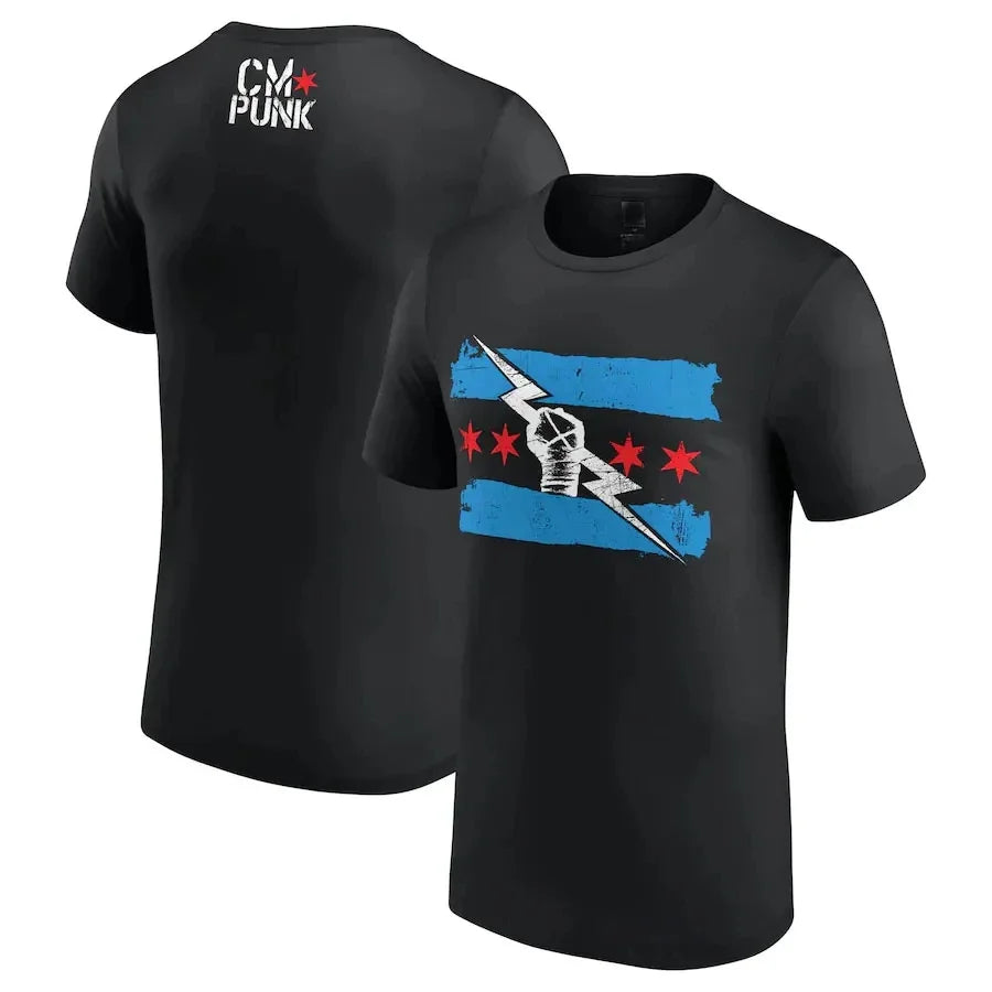 T-shirt homme été imprimé 3D à manches courtes motif lutteur Cm Punk Col rond Style urbain sportif décontracté Hip-hop Streetwear
