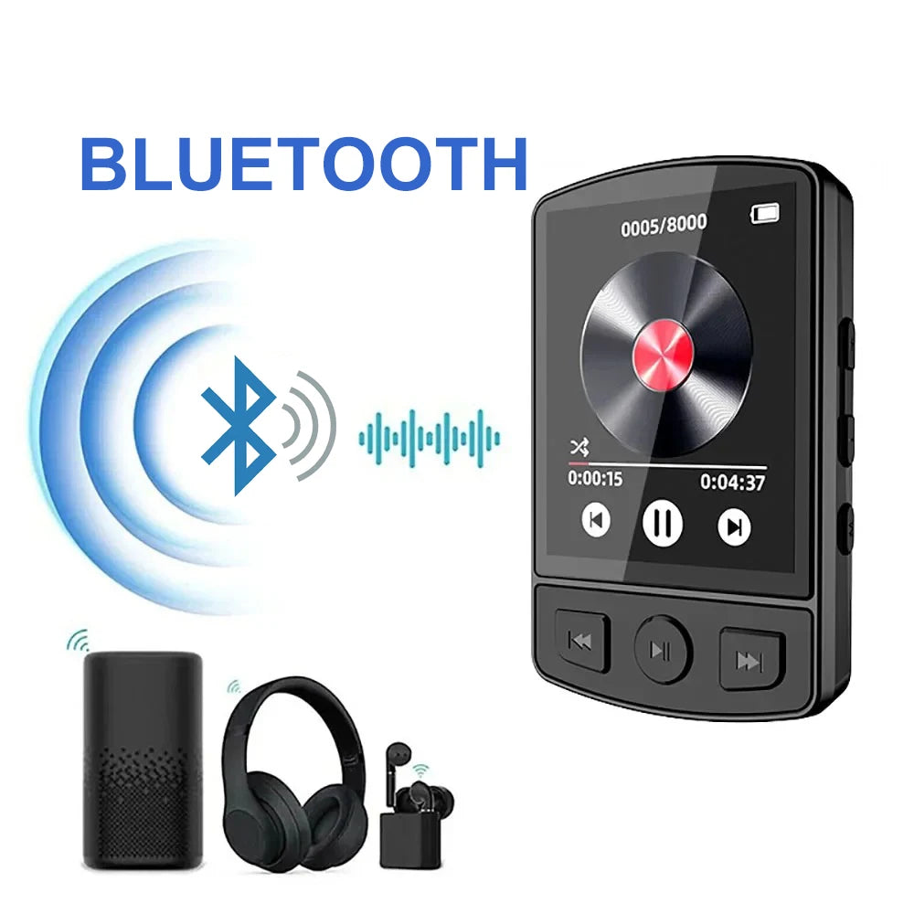 Lecteur MP3 Portable Clip Sport Walkman Lecteur Audio HiFi Bluetooth Adaptateur Audio FM Walkman Étudiant Écran 1,8 Pouces