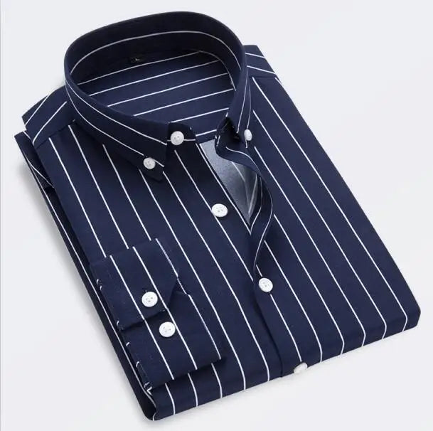 Chemise rayée classique pour homme, chemise à manches longues simple boutonnage, nouveau haut rouge et bleu automne, taille européenne révisée du XXS au XL.