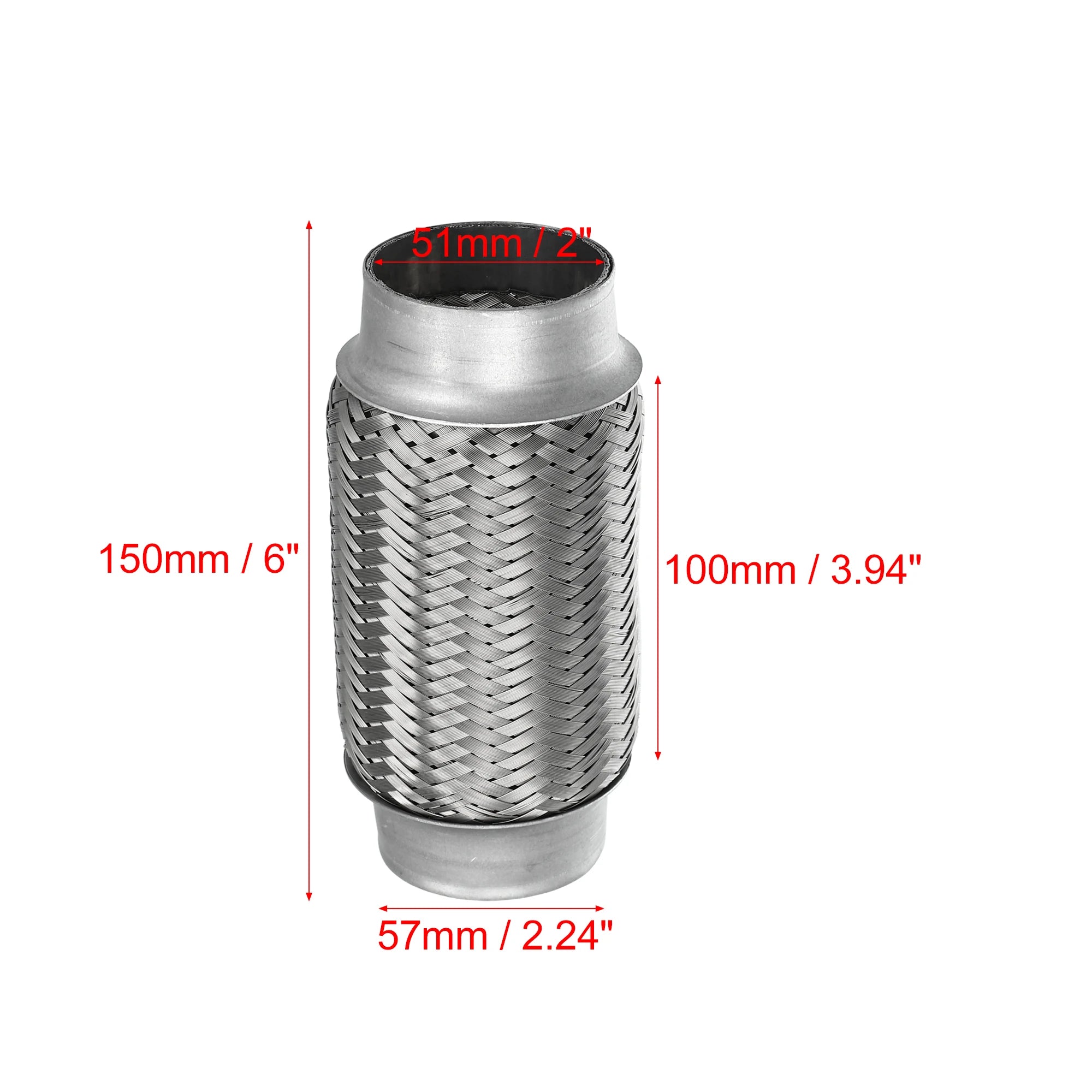 UXCELL 51x55x252mm 51x57x150mm 58x63x250mm Connecteur de tuyau de silencieux flexible télescopique en acier inoxydable pour pot d'échappement de voiture