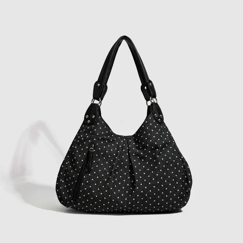 Sacs à bandoulière vintage tendance, nouveau sac à main à pois, sacs fourre-tout grande capacité de style coréen, sacs décontractés polyvalents et confortables
