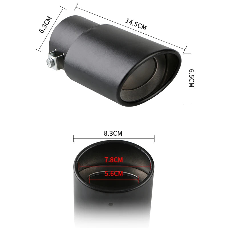 1 Pièce 2.5" Entrée Voiture Auto Embout d'Échappement Silencieux Tuyau Acier Inoxydable Garniture Chromée Arrière Queue Gorge Pour La Plupart des Voitures