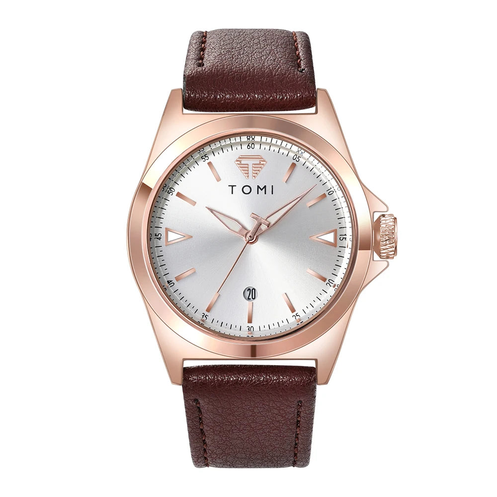 Montre pour homme décontractée minimaliste TOMI, montre à quartz pour homme d'affaires, cadran rond, montre classique à la mode, cadeau