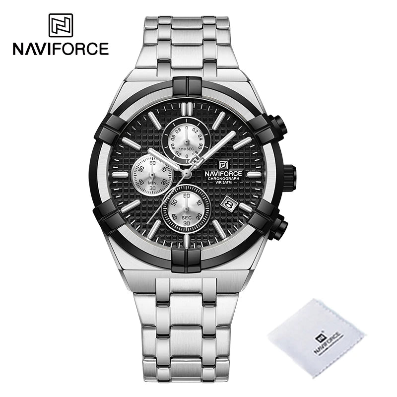 Montres Originales NAVIFORCE pour Hommes Quartz Mode Sport Chronographe Masculin Simple Sauvage Étanche Affichage de la Date Montre-bracelet Horloge Homme