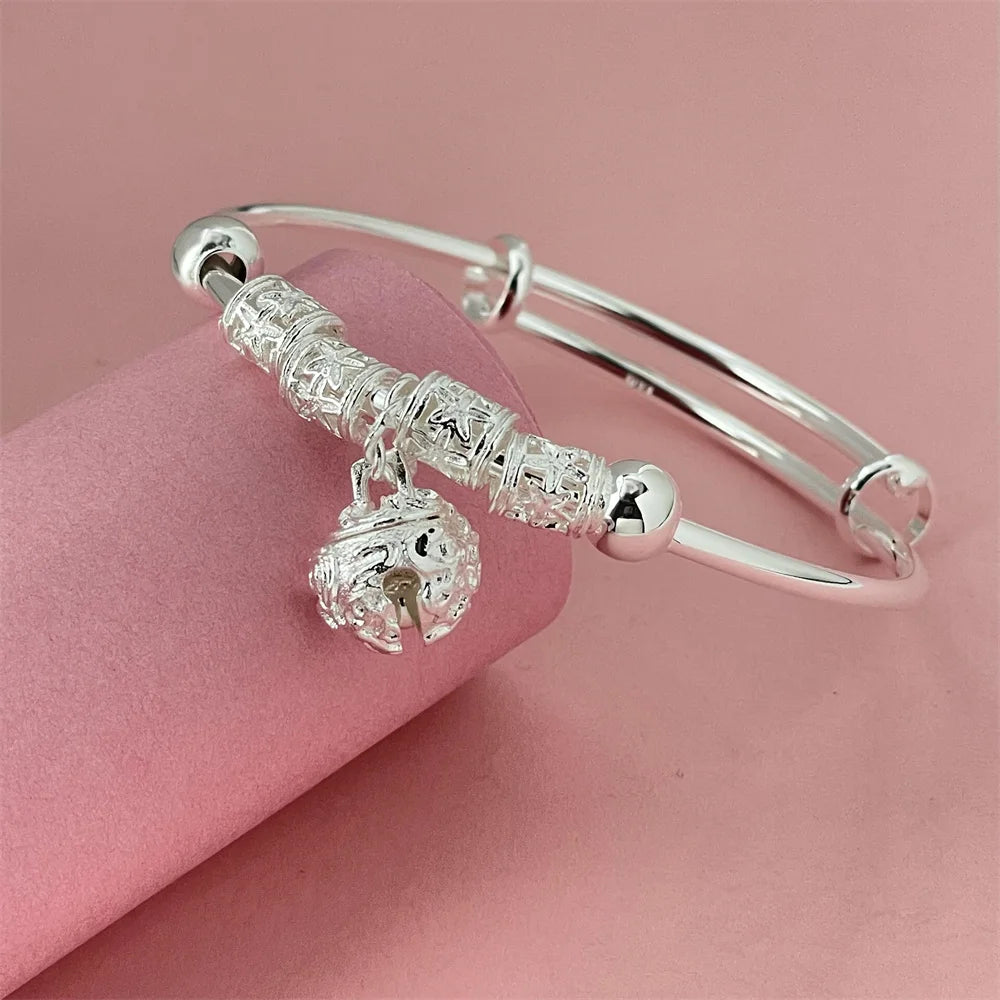 ANDARA Gros Bracelet Jonc Tendance en Argent Sterling 925 Cœur Rond Ouvert pour Femme Bijoux de Mode Réglable Manchette de Mariage