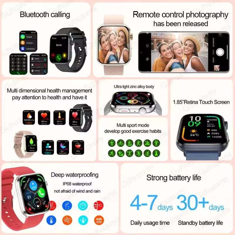 Montre connectée de sport tendance 2025 pour hommes et femmes, avec diagnostic intelligent par IA, surveillance de la tension artérielle, de la fréquence cardiaque (HRV+PPG), étanche IP68 et NFC