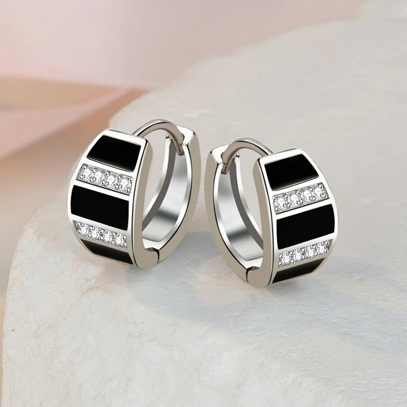 925 Sterling Silver Earrings Channel Cubic Zirconia Silver Stud Earrings for Women Sterling Silver Jewelry  ear cuff