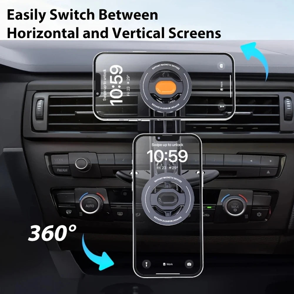 Support de Téléphone de Voiture Double Magnétique Puissant pour Fente CD Support de Fixation Intérieur Auto Pour Apple Pour Samsung Navigation de Conduite Appels Sécurisés