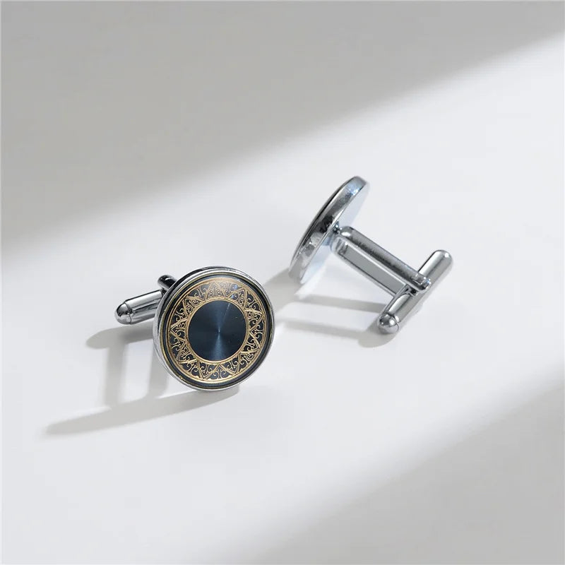 Boutons de manchette homme en cuivre pour hommes de luxe, cadeaux d'invités de mariage, bijoux de mode ronds carrés, boutons de manchette et pince à cravate pour hommes
