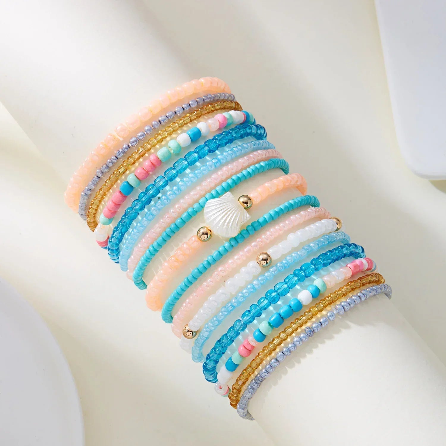 17/10 pièces/lot Bracelets élastiques à perles Perles de riz colorées Bohèmes Chaîne de bracelets Filles Été Plage Fête Vacances Bijoux