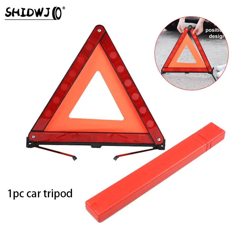 1 trépied de voiture à bandes réfléchissantes, panneaux triangulaires, trépied d'avertissement réfléchissant pliable, triangle de voiture d'avertissement de panne d'urgence