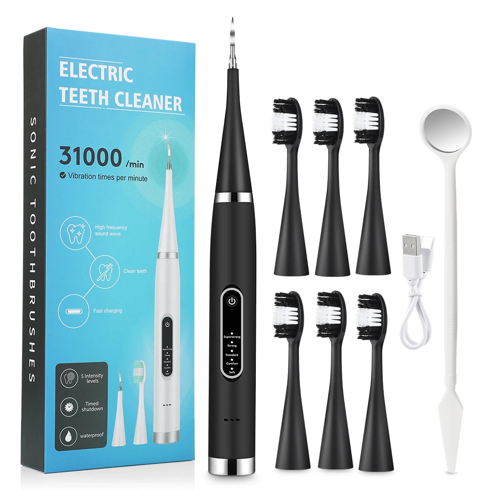 Détartreur électrique, dissolvant de tartre, nettoyant de plaque dentaire, blanchiment des dents, enlèvement des pierres dentaires, 1 tête de brosse à dents, soins bucco-dentaires