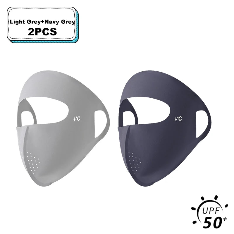 1/2/3/5Pcs Masque intégral d'été Protection solaire Respirant Soie glacée Anti-UV Équitation Extérieur Respirant Soie glacée Ultra-fin